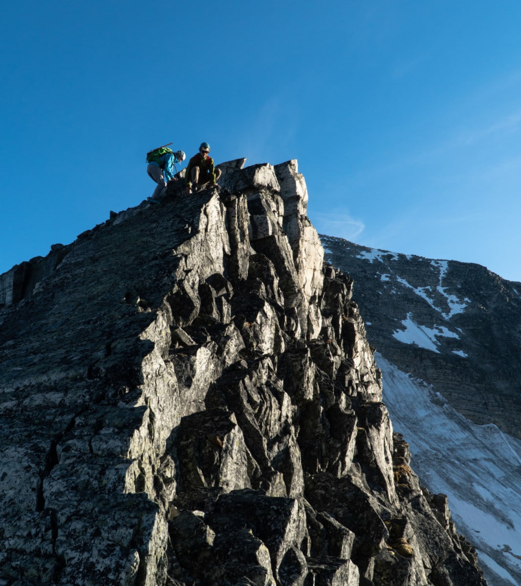 climbers descending during the sunset