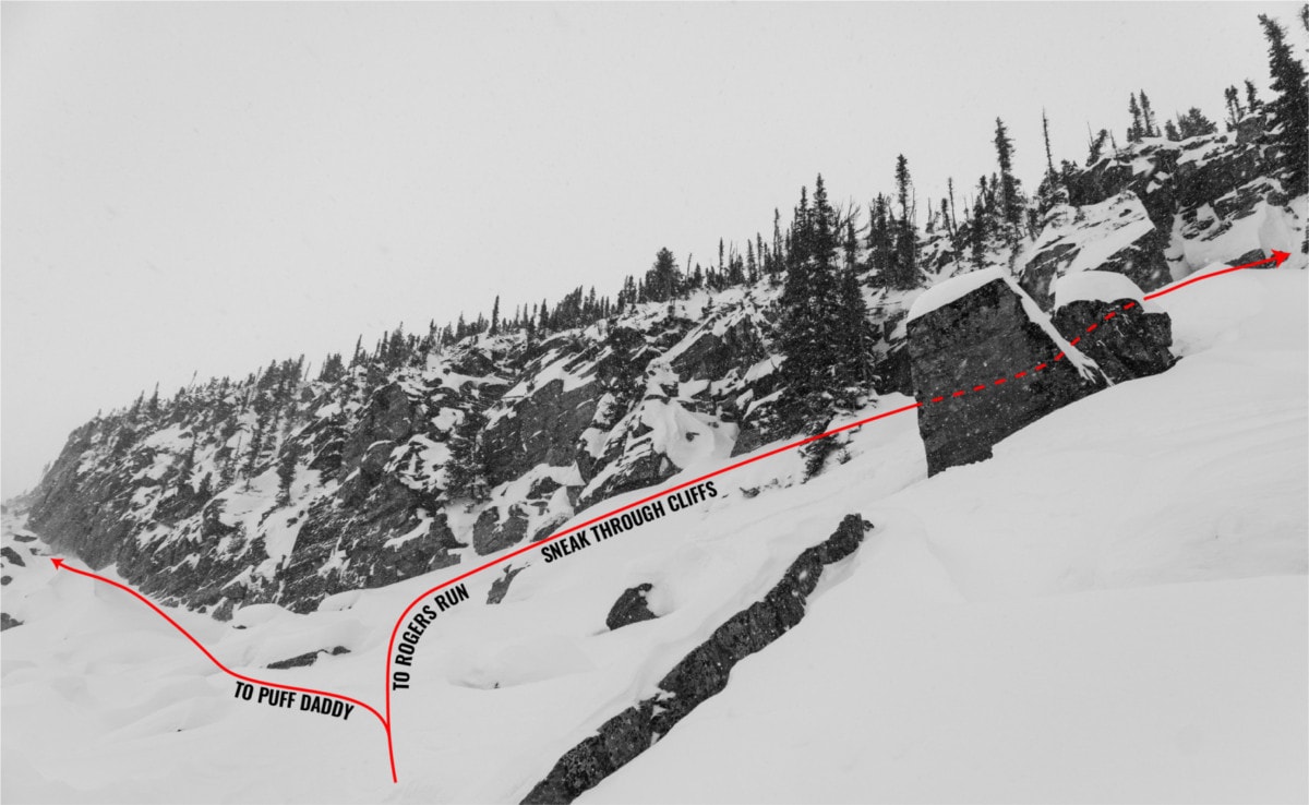 view of rogers run route through cliffs with overlay