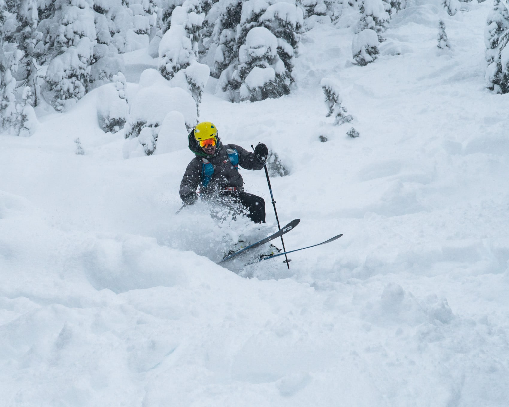 male skier jumping up and down on a powdery rogers run featured