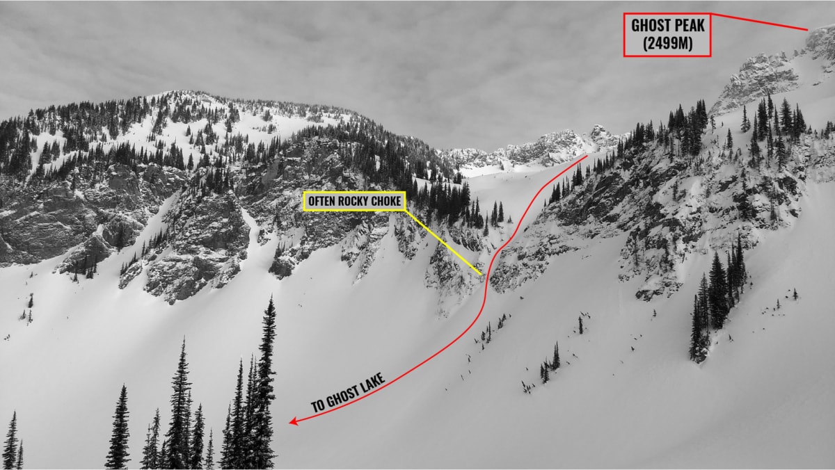 funnel route from ghost peak with overlay