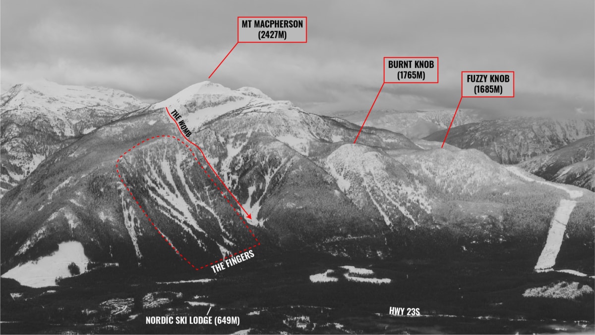 overview of mt macpherson ski touring areas