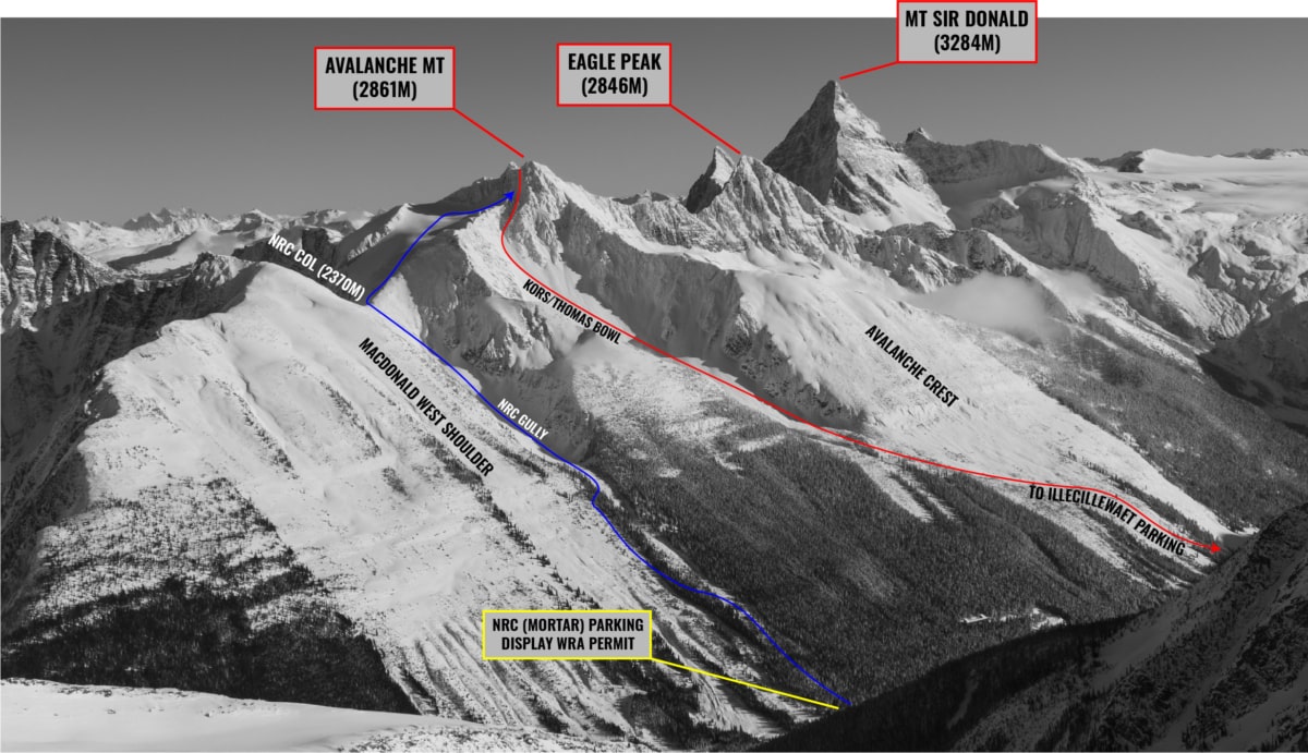 overview of avalanche nw couloir route 01