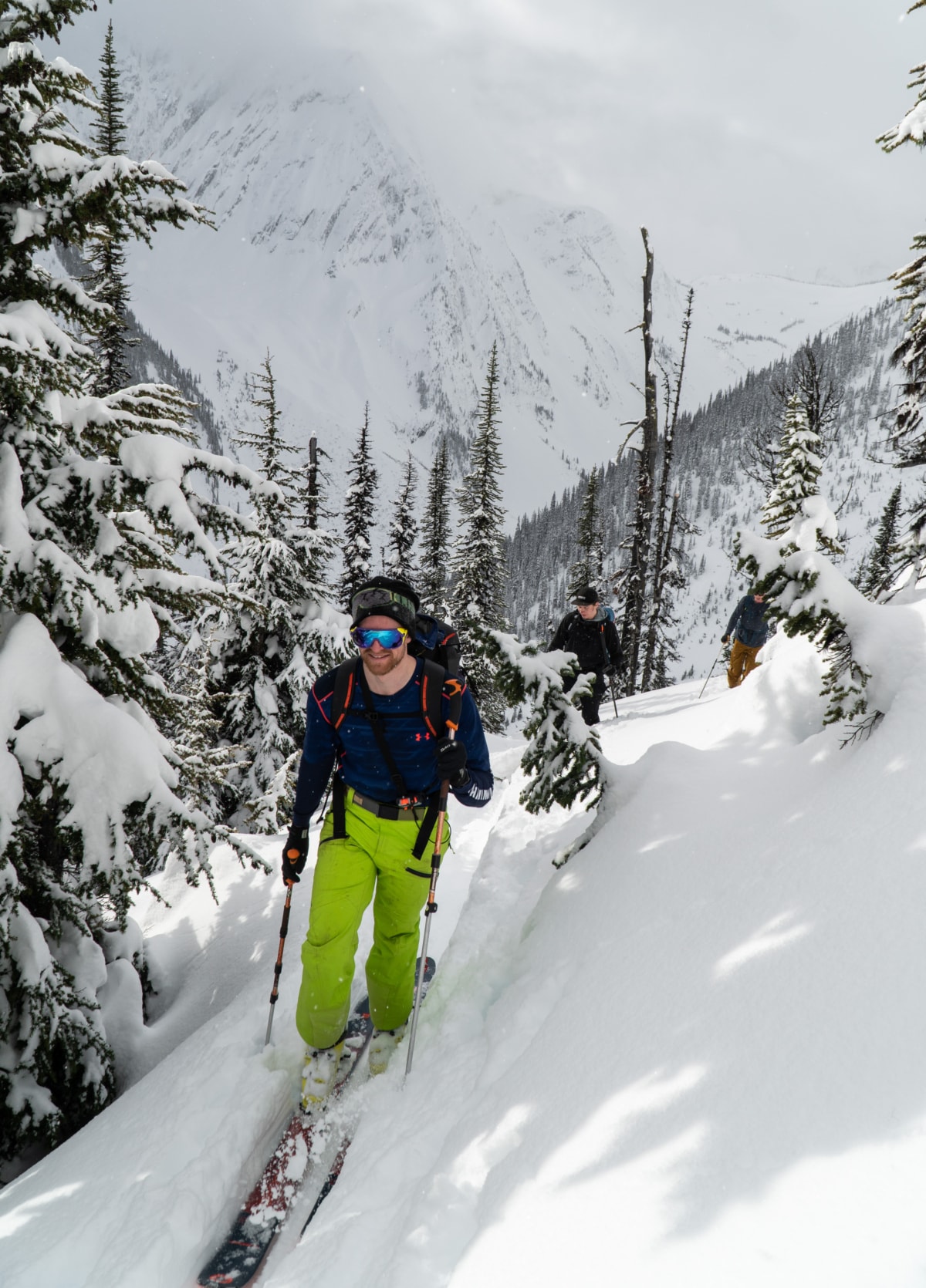 group of shredders ascending the grizzly shoulder