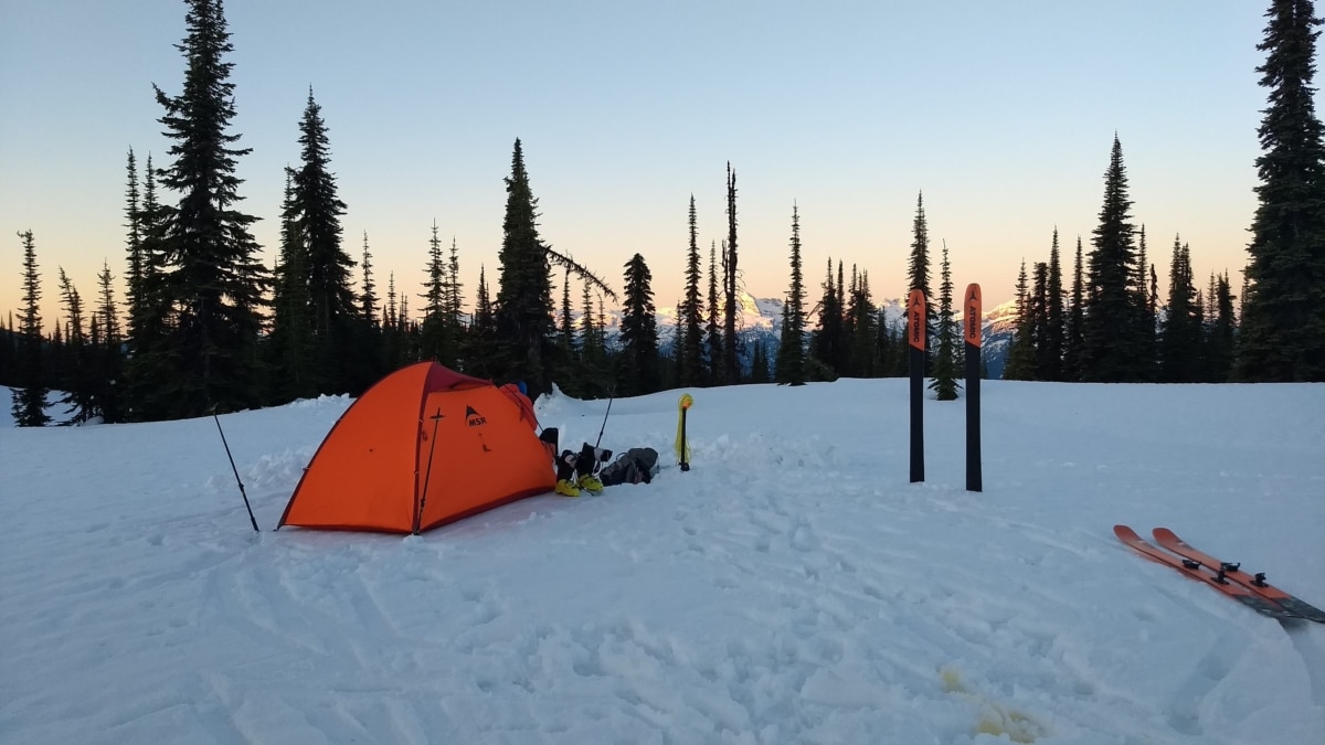 view of camp on top of mt revelstoke in the winter