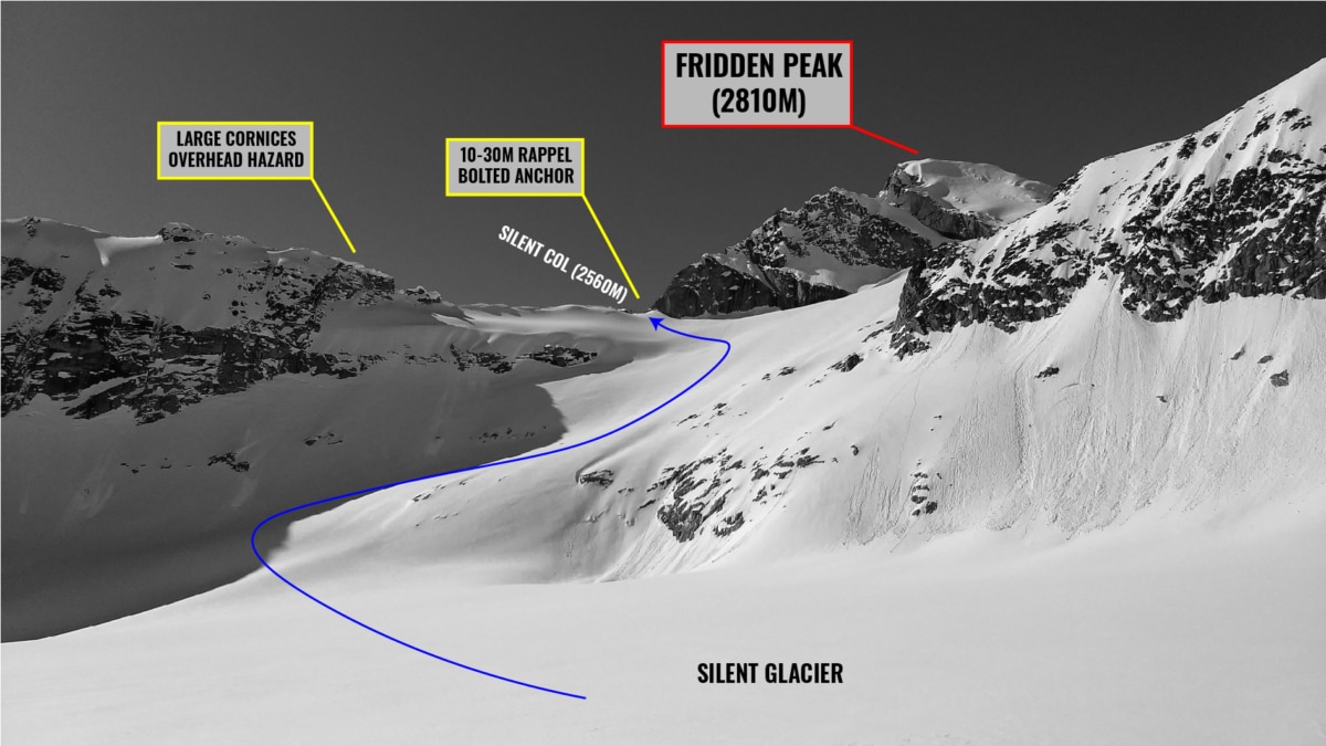 view of silent col from the silent glacier traverse