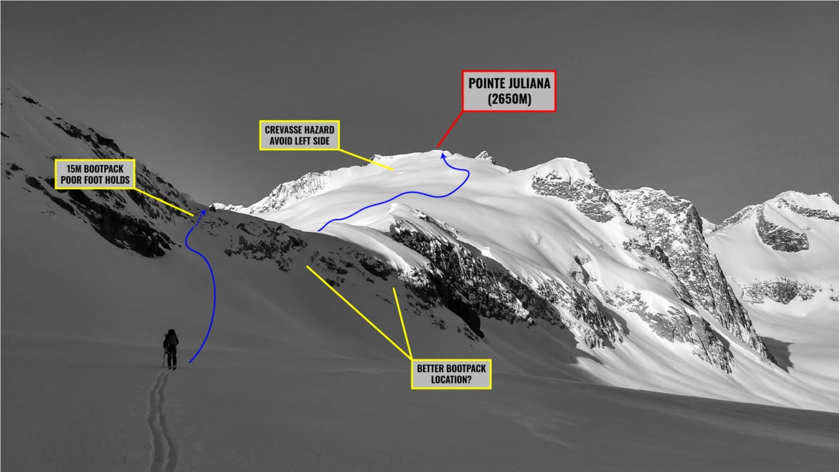 view of the juliana ridge on the dismal glacier on the bostock revelstoke traverse